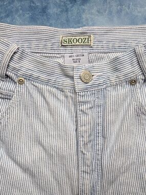 Vintage Skoozi Shorts Blue/White Stripe Denim 100% Cotton